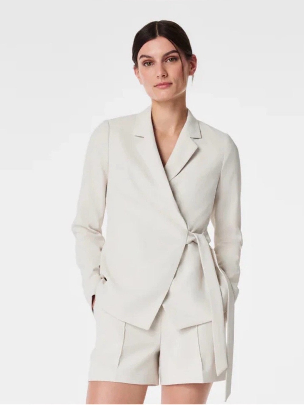 SPANX Opacity Crepe Wrap Tie Belted Blazer Jacket XL